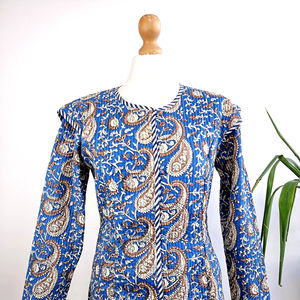 Otoño Invierno Unisex elegante Boho acolchado Chaqueta corta transpirable indio Mughal Floral Paisley patrón puro algodón-Beige crudo - Product Image 1