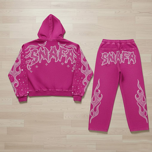 Nueva llegada, ropa de invierno cálida, chándal con pedrería, logotipo personalizado de alta calidad, chándales de algodón transpirable con pedrería para hombre - Product Image 2