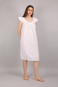 Elegante ropa de dormir de algodón victoriano para mujer sin mangas transpirable suave traje de noche y vestido de noche para el hogar - Product Image 4