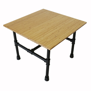 TB015 Square Tea Table with <b>Bamboo</b> <b>Craft</b> and Pipe Legs 60x60x40cm - Product Image 1