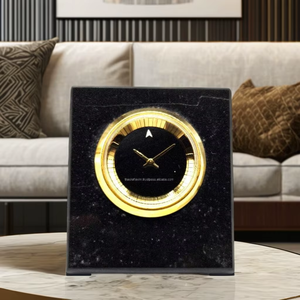 The CRAFT EXIM Luxury Natural <b>Marble</b> Art Deco Quartz Desk <b>Clock</b> Battery Operated Premium Handcrafted Home Office Timepiece Decor - Product Image 1