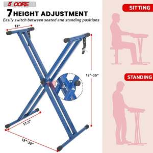 5 Core Keyboard Stand Dual X Shape Adjustable Foldable Portable <b>Key</b> <b>Board</b> DJ Controller Stands - Product Image 2