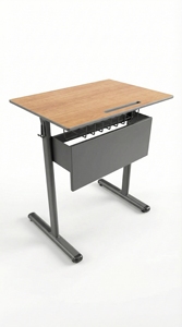 ARSU 2026 Modern T Leg Oval Profile Single Student Desk with Metal Frame and PU Surface <b>Wire</b> <b>Basket</b> for School & Home Use - Product Image 5