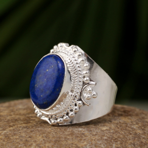 Meilleure vente bague en Lapis Lazuli naturel en argent sterling 925 pierre précieuse faite à la main 10x14mm forme ovale Boho déclaration bijoux femmes - Product Image 6