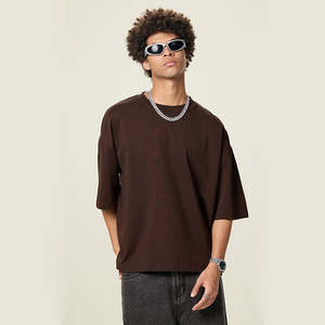 Summer 230GSM Heavy Weight T-shirts Cotton Oversized Tshirt Custom Logo Design Boxy Blank Men's T Shirt - Product Image 5