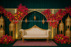 Hot Selling Luxury Walima Stage <b>Frame</b> Arch Panels Set Wedding Panels <b>backdrop</b> panel factory Price Luxury Lotus Laser Cut USA - Product Image 5