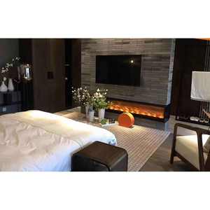 Chimenea Sined Amiata Chimenea eléctrica incorporada e independiente 180 cm con 1500 W de potencia Chimenea Interior Negra Efecto de llama - Product Image 5