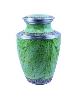 Urne funéraire gravée en argent pour cendres humaines Urne funéraire adulte fabriquée à la main-Grande urne funéraire pour cendres humaines-(vert forêt) - Product Image 5