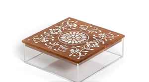 Moderno Organizador de Alimentos Cuadrado Clásico de Madera con Incrustaciones de Nácar, Tarro de Almacenamiento Hecho a Mano para la Encimera de la Cocina, Regalo para el Hogar - Product Image 4