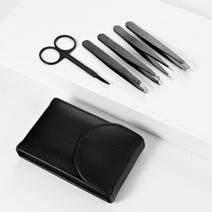 Lot de 5 pinces à sourcils en acier inoxydable, pointe incurvée haute précision pour barbe et sourcils, vente en gros usine, personnalisation OEM - Product Image 4