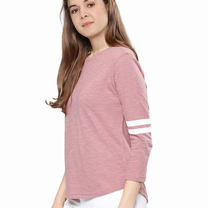 T-shirt pour femme de haute qualité, manches longues, matière respirante, coupe ajustée, col rond, tissu en coton, t-shirt de fitness - Product Image 6