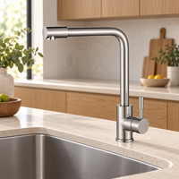 Robinet de lavabo monocommande moderne WYRAX en acier inoxydable chromé brossé, avec cartouche céramique, monotrou, multifonctionnel, eau chaude et froide