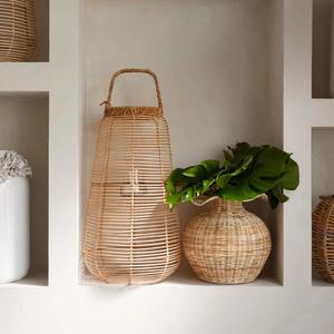 Jarrón Decorativo de Mimbre Natural Ecológico, Cuerpo Redondo con Borde Acampanado, Hecho a Mano, para Decoración del Hogar, Venta al Por Mayor - Product Image 5