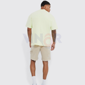 Camiseta de algodón 240 GSM 100% personalizada, lavada con ácido ropa de calle de gran tamaño, cuello redondo, transpirable, antiarrugas, larga, 6XL, lisa, de gran tamaño - Product Image 3