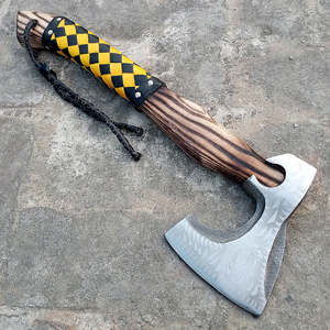 Hacha Vikinga Forjada a Mano con Mango Multicolor |   Hacha Vikinga para Acampar y Uso Diario para Cortar Madera - Product Image 6