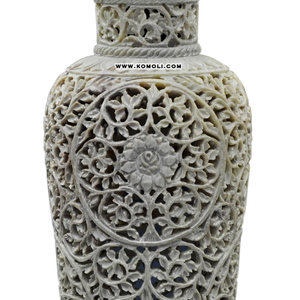 Best Quality Indian Handmade Antique Style Long Neck Hand Carved Soapstone Stone Carving <b>Flower</b> Vase for Home Decoration - Product Image 6