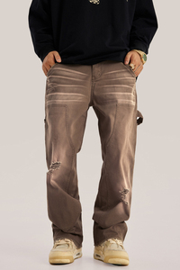 Pantalones vaqueros lavados desgastados de mezclilla de peso pesado para hombres Fabricantes para ropa de aduanas Carga informal para pantalones vaqueros de hombre - Product Image 3