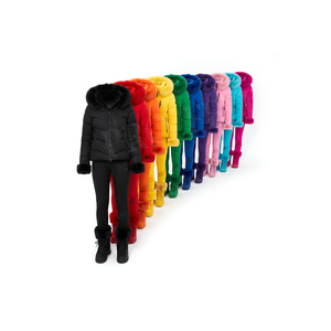 Ensemble de veste d'hiver rouge sur mesure avec capuche en fausse fourrure, manteau rembourré chaud et pantalon ajusté, combinaisons de neige pour temps froid - Product Image 1