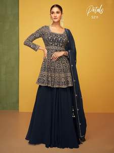 Último diseñador Faux Georgette bordado secuencia trabajo Sharara traje por Fab Zone - Product Image 3