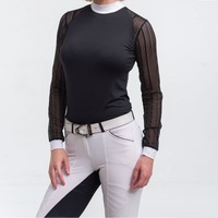 Chemise de polo équestre en nylon pour femmes personnalisable, séchage rapide, couche de base pour spectacle western avec logos pour vêtements de course à cheval
