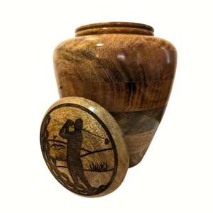 Urnas de sombra redondas de madera de alta calidad para cenizas Urnas portátiles para urnas de cremación de madera masculinas y femeninas a bajo precio de la India - Product Image 5