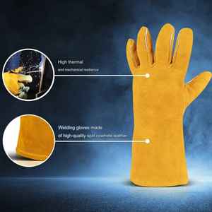 Longs gants de sécurité en cuir de vachette véritable pour la protection des travaux de soudage industriel pour les travailleurs de la vache - Product Image 2