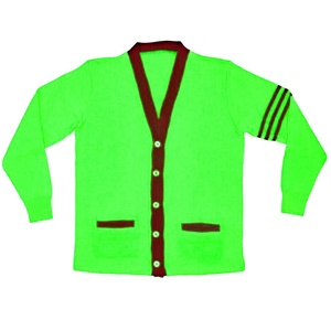 เสื้อคาร์ดิแกนลำลองคุณภาพสูง ผ้าขนสัตว์/อะคริลิกถัก คอวี แต่งลายปะติด ลายพิมพ์ด้านหน้า - Product Image 2