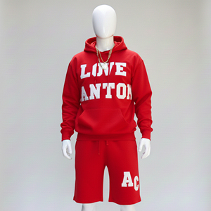 Chándal Diseño Nueva ropa atlética Conjunto corto de dos piezas para hombre Pantalones cortos negros Conjunto de chándal con capucha - Product Image 6