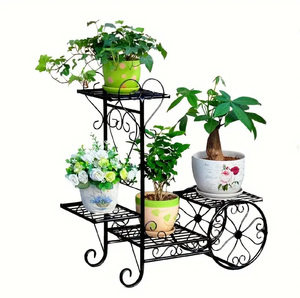 Support de plantes rectangulaire en métal à 3 niveaux, support de plantes d'intérieur, support de plantes moderne, support de pot de fleurs en métal, support de plantes d'extérieur - Product Image 4