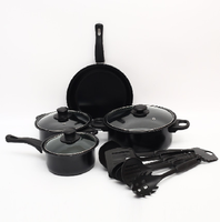 Batterie de cuisine antiadhésive 13 pièces noire en fonte, casseroles et poêles, ensemble de cuisson très vendu