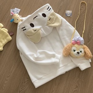 Sudaderas con capucha de punto de lana para mujer estilo Kawaii Lolita núcleo lindo de gran tamaño japonés suave chica cremallera sudadera Casual dibujos animados - Product Image 1