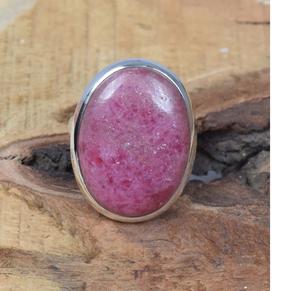 Bague en rhodonite rose naturelle en argent sterling 925 bijoux en pierres précieuses faits à la main cadeau de Noël pour elle - Product Image 3