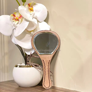 Espejo de mano de cuero genuino pintado a mano, cubierta occidental de maquillaje de tarjeta, espejo de mano, diseño Vintage, regalo perfecto para esposa - Product Image 3