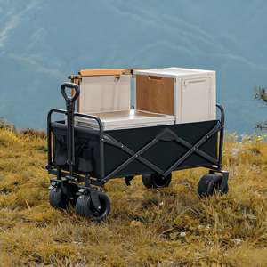 プレミアムスチール屋外4輪プラットフォーム収納トロリーカートキャンプ用ビーチ用 - Product Image 6
