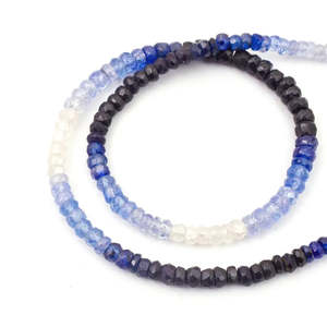 Collier en saphir bleu ombré 3,5-4,5 mm, chaîne en or rose, style religieux chrétien tendance pour mariage ou cadeau - Product Image 5