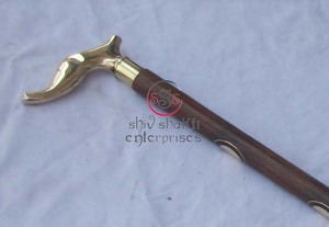 Poignée polonaise en laiton bâton de marche en bois marron réglable 2 plis canne de marche en bois randonnée cadeau article pour la vieillesse hommes et femmes - Product Image 4