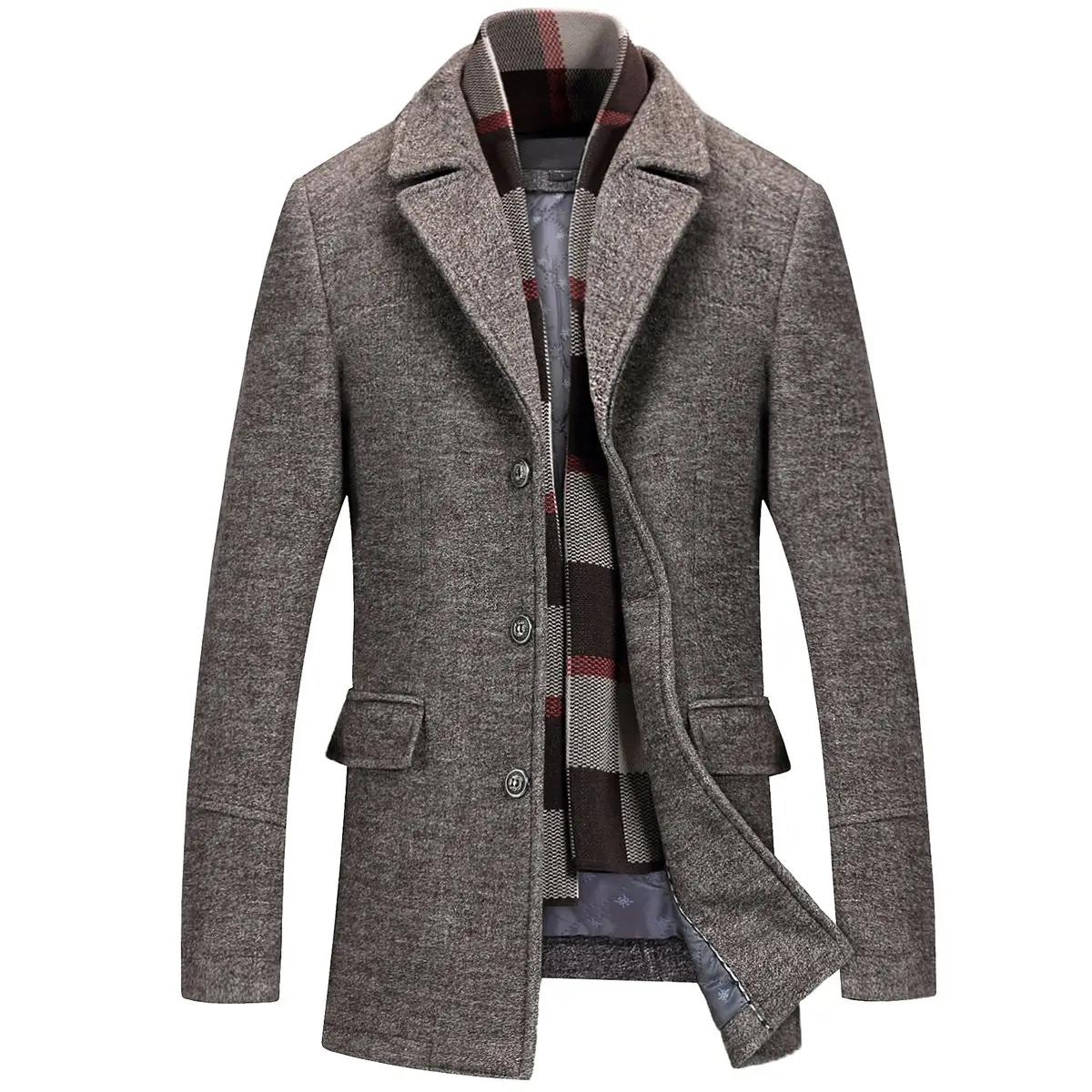 Wholesale Sleek men's wool pea coat Tailored men's wool trench coat Cozy men's wool car coat