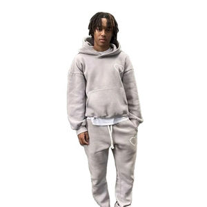 OEM vente en gros 100% coton hiver hommes personnalisé 2 pièces sweat à capuche ensemble jogging couleur unie jogging costumes fabricants - Product Image 4