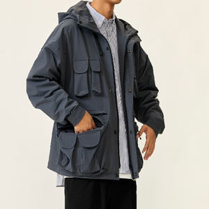 Parker hommes décontracté classique hiver Parka toile coupe-vent chaud à capuche manteau mode vêtements d'extérieur en peluche épaississement chaleur - Product Image 3