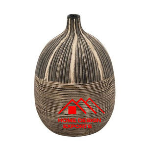 Jarrón de Metal con diseño Vintage con acabado dorado polvoriento para boda, jarrón de mesa con patrón geométrico redondo acabado en negro - Product Image 2