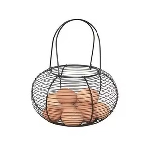 Cesta de huevos de alambre de Metal de estilo Vintage de alta calidad, cesta de almacenamiento y reunión inspirada en el país para venta al por mayor y uso en la cocina - Product Image 1