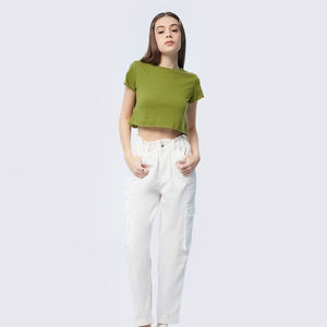 Factory Manufacture Material New Style Regular <b>Fit</b> <b>Crop</b> Top <b>T</b> <b>Shirt</b> 100% Cotton French Terry Breathable Women <b>Shirt</b> Breathable - Product Image 5