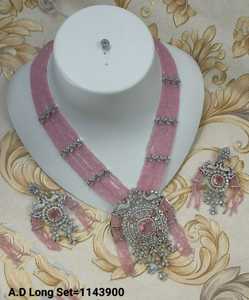 ENSEMBLE DE COLLIER DE MARIÉE EN DIAMANT AMÉRICAIN ET BOUCLES D'OREILLES CLASSIQUES ET DE HAUTE QUALITÉ ENSEMBLE DE BIJOUX DE MARIAGE POUR FEMMES DE STYLE CLASSIQUE - Product Image 5