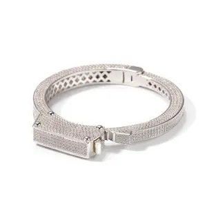 Bracelet exclusif en cuivre et zircon, style punk rétro, menottes, bijoux tendance hip-hop pour les amoureux, cadeau tendance - Product Image 1