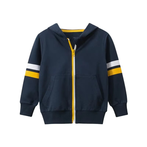Logotipo personalizado Nuevo diseño Fleece Niños Liso Impreso Negro Moda Niños Sudadera con capucha con cremallera - Product Image 1