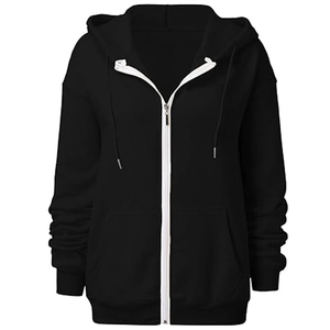 Nouveau sweat à capuche zippé décontracté d'hiver en tricot épais 100 % coton écologique avec cordon de serrage personnalisé et logo frontal - Product Image 2