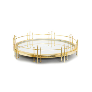 Plateau moderne en métal fait main tendance, forme rectangulaire, motif vertical, design multifonctionnel de projection, décoration de Noël pour la maison - Product Image 3