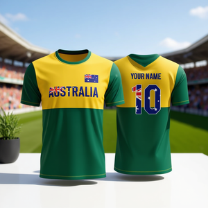 Set di Maglie da Calcio Ispirate all'Australia con Nome e Numero Personalizzati, Maglie per Tifosi per il Giorno della Partita, Accessori Personalizzabili - Product Image 3