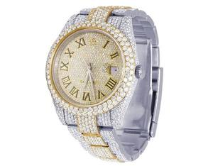 VVS Moissanite หน้าปัดโรมันประดับเพชรนาฬิกาฮิปฮอปอัตโนมัติสองโทนหรูหราออกแบบได้เองแฟชันผู้ชายจากอินเดีย - Product Image 1