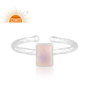 แหวน925พลอยสีเงินสเตอร์ลิงสีรุ้งประดับดวงจันทร์ปรับได้แหวนผลิตตามแบบ - Product Image 2